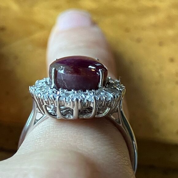 Natural Star Ruby Sterling Silver Ring Size 8 - Picture 3 of 10